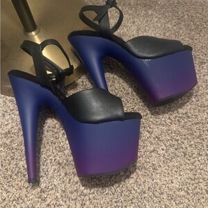 Pleaser Adore Black and Purple Gradient Ombré Platform Heels